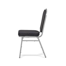 Sálová stolička so strieborným rámom a čiernym poťahom, HALLSEAT MX SMOOTH SR/BK
