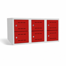 3+3-dverová skriňa na obuv so šírkou priehradky 300 mm - RAL 3020