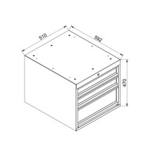 MODULBENCH GE 1700 D3 UD | Pracovný stôl s 3 závesnými zásuvkami a nastaviteľnými nohami, 1700 mm