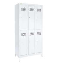 6-dverová šatníková skriňa s krátkymi dverami, LOCKER H 3/6 s doplnenou podnožou