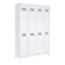 8-dverová šatníková skriňa s krátkymi dverami, LOCKER H 4/8 s doplnenou podnožou