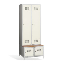 2+2-dverová šatníková skriňa s prepážkou, zabudovanou lavicou a skriňami na obuv, COMFORT H 2 BW