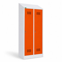 2-dverová šatníková skriňa s prepážkou a šikmou strieškou, LOCKERPLUS H 2 BW TOP