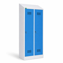 2-dverová šatníková skriňa s prepážkou a šikmou strieškou, LOCKERPLUS H 2 BW TOP