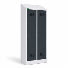 2-dverová šatníková skriňa s prepážkou a šikmou strieškou, LOCKERPLUS H 2 BW TOP