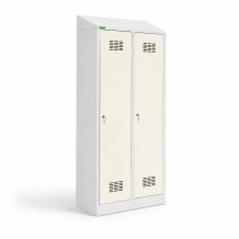 2-dverová šatníková skriňa s prepážkou a šikmou strieškou, LOCKERPLUS H 2 BW TOP