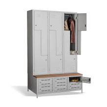 6+6-dverová šatníková skriňa so Z-kovými dverami, zabudovanou lavicou a skriňami na obuv, COMFORT H Z6 400 