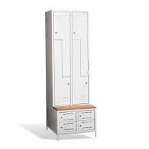 4+4-dverová šatníková skriňa so Z-kovými dverami, zabudovanou lavicou a skriňami na obuv, COMFORT H Z4 400