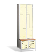 4+4-dverová šatníková skriňa so Z-kovými dverami, zabudovanou lavicou a skriňami na obuv, COMFORT H Z4 400