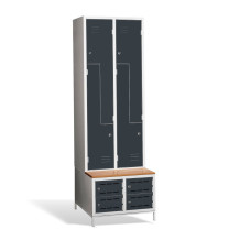 4+4-dverová šatníková skriňa so Z-kovými dverami, zabudovanou lavicou a skriňami na obuv, COMFORT H Z4 400