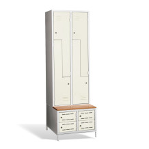 4+4-dverová šatníková skriňa so Z-kovými dverami, zabudovanou lavicou a skriňami na obuv, COMFORT H Z4 400