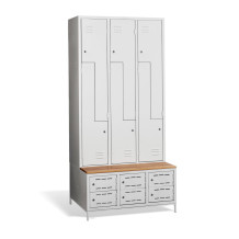 6+6-dverová šatníková skriňa so Z-kovými dverami, zabudovanou lavicou a skriňami na obuv, COMFORT H Z6 300