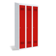 3-dverová šatníková skriňa s prepážkou a zabudovanou šikmou strieškou, LOCKER H 3 BWM TOP SHELF 