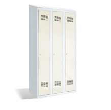 3-dverová šatníková skriňa s prepážkou a zabudovanou šikmou strieškou, LOCKER H 3 BWM TOP SHELF 