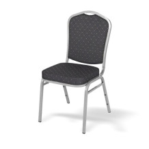Sálová stolička so strieborným rámom a čiernym poťahom, HALLSEAT MX SMOOTH SR/BK