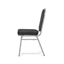 Sálová stolička so strieborným rámom a čiernym poťahom, HALLSEAT MX SMOOTH SR/BK