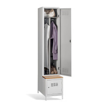 1+1-dverová šatníková skriňa s prepážkou, zabudovanou lavicou a skriňou na obuv, COMFORT H 1 BW