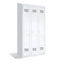 3-dverová šatníková skriňa s prepážkou a zabudovanou šikmou strieškou, LOCKER H 3 BWM TOP SHELF 