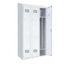 3-dverová šatníková skriňa s prepážkou a zabudovanou šikmou strieškou, LOCKER H 3 BWM TOP SHELF 