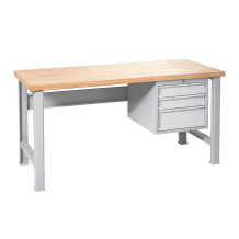 MODULBENCH GE 1500 D3 UD | Pracovný stôl s 3 závesnými zásuvkami a nastaviteľnými nohami, 1500 mm