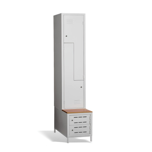 2+2-dverová šatníková skriňa so Z-kovými dverami, zabudovanou lavicou a skriňami na obuv, COMFORT H Z2 400