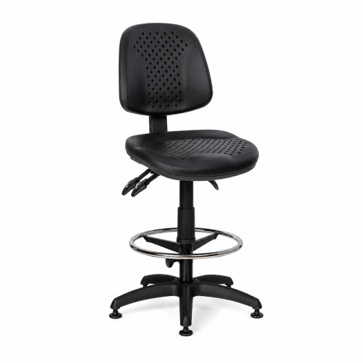 Priemyselná stolička s kruhovou opierkou a na klzákoch, COMFORT PLUS/FIX 