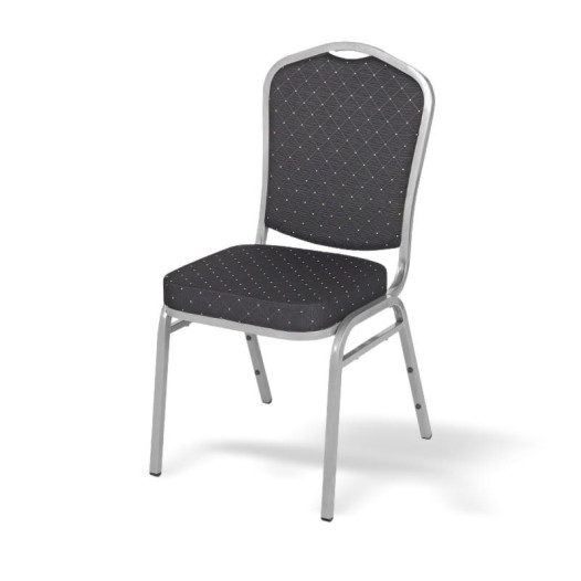 Sálová stolička so strieborným rámom a čiernym poťahom, HALLSEAT MX SMOOTH SR/BK