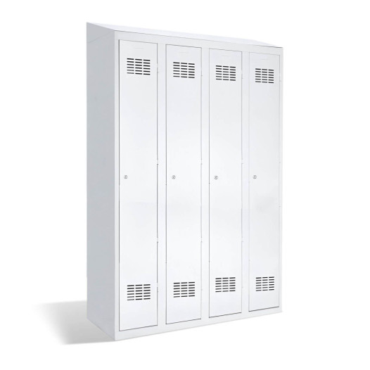 LOCKER H 4 BWM TOP SHELF - 4-dverová šatníková skriňa s prepážkou a zabudovanou šikmou strieškou